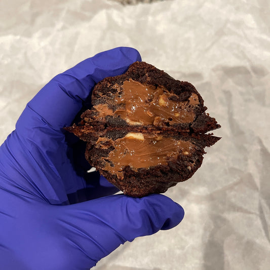 Mini Double Chocolate stuffed with Nutella and crushed hazelnuts